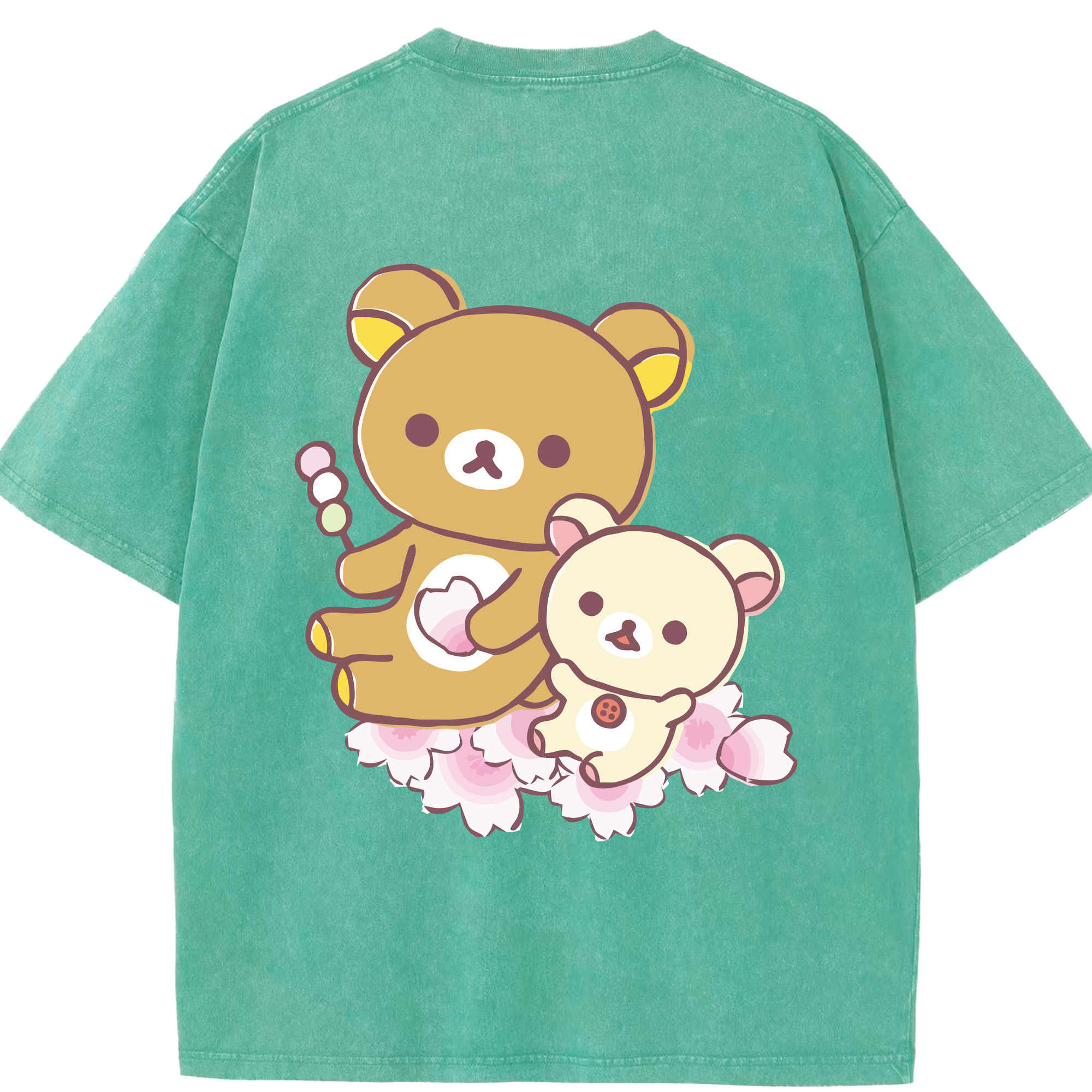 （画像用） リラックマ リラックマ キイロイトリ Rilakkuma Korilakkuma Kiiroitori 綿100% ヴィンテージ風 半袖Tシャツ（背面プリント）